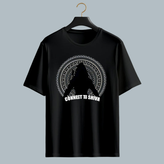 black oversized tee Shiva design