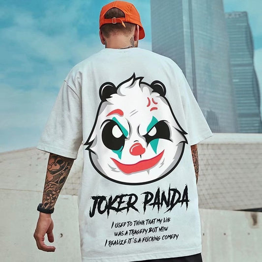 Joker Panda Oversized Streetwear T-Shirt | Graphic Panda Tee for Men & Women