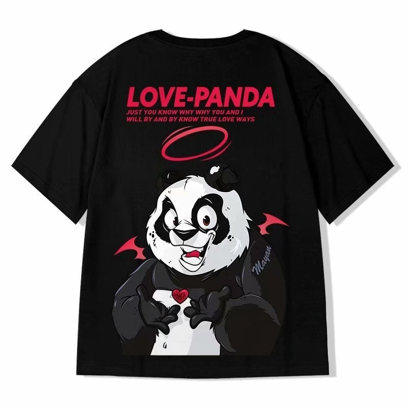 Love Panda Oversized T-Shirt – Streetwear Graphic Tee for Men & Women
