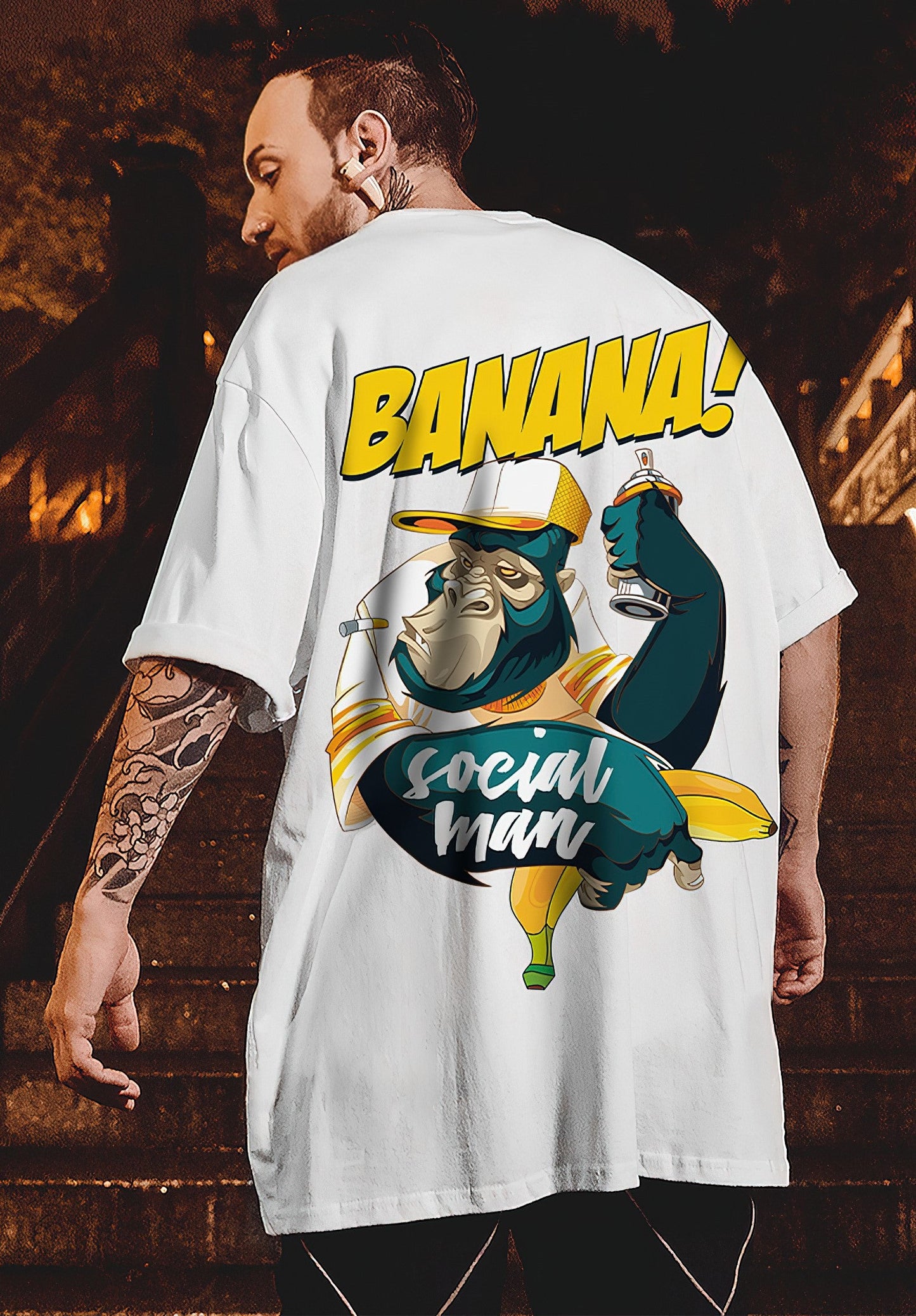 Banana Gorilla Oversized T-Shirt – Social Man Graffiti Streetwear Tee