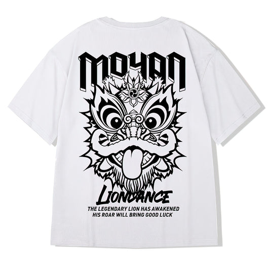 Lion Dance Graphic Unisex Streetwear T-Shirt – Oversized Asian-Inspired Tee for Men & Women