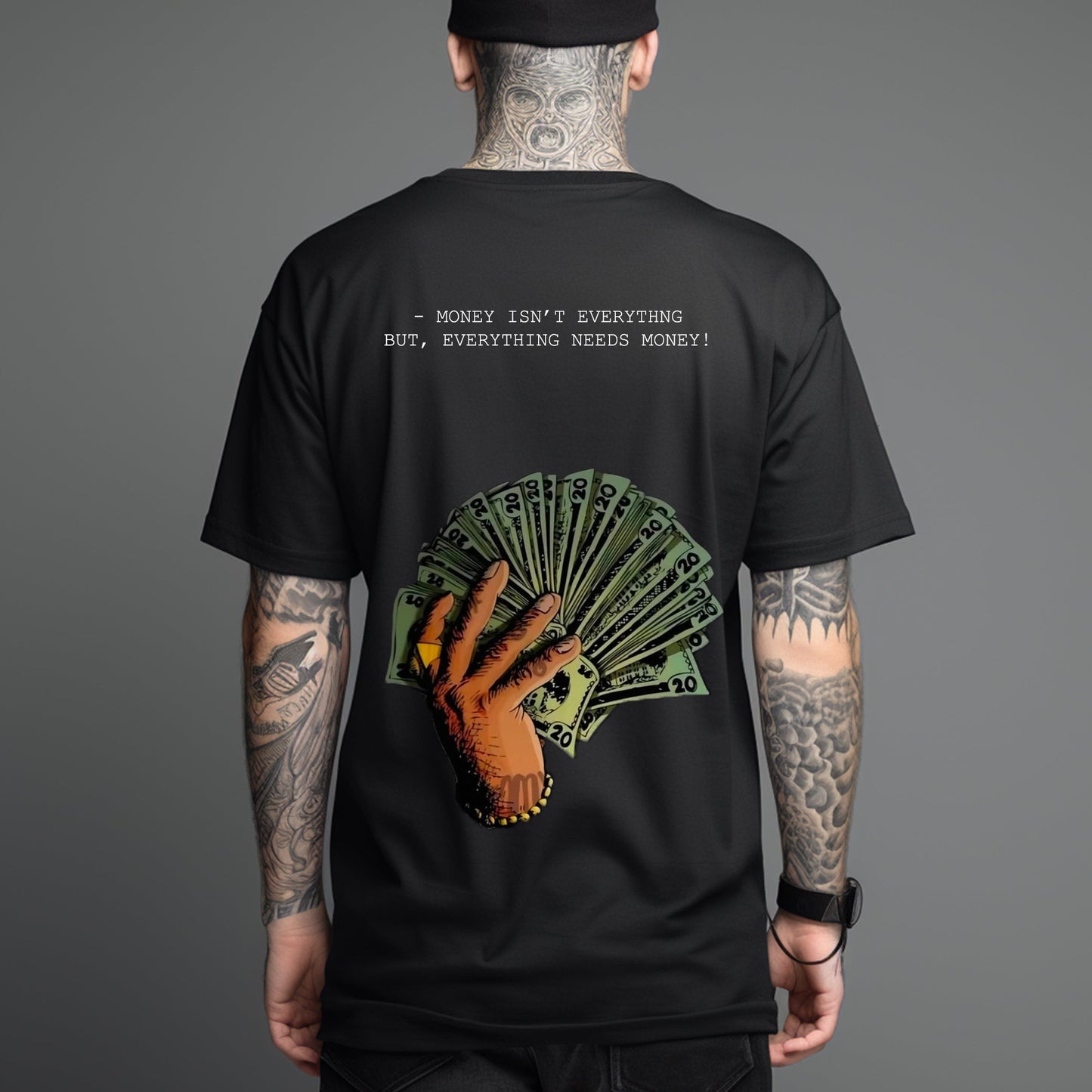 Money Power Oversized Black T-Shirt – Streetwear Cash Print Edition