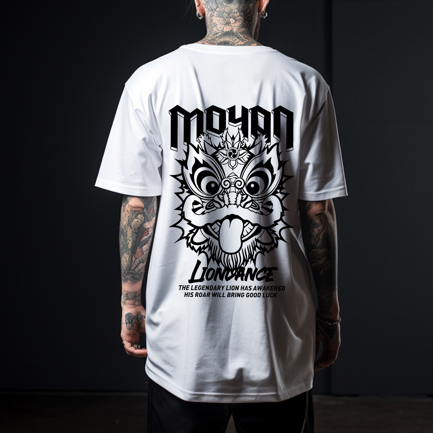 Lion Dance Graphic Unisex Streetwear T-Shirt – Oversized Asian-Inspired Tee for Men & Women