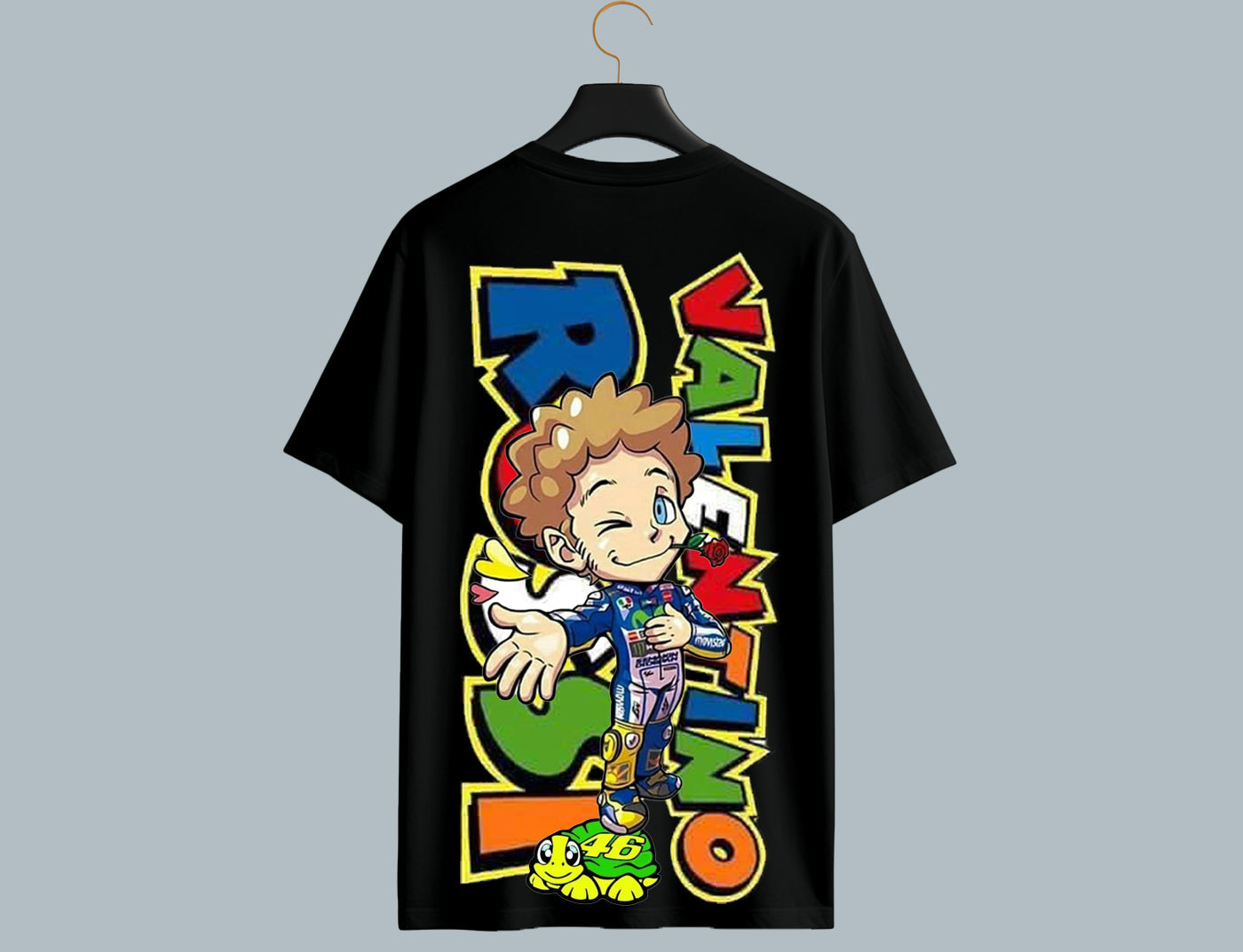 VR46 Black Oversized Tee – Moto Street Vibes Edition 🏍️