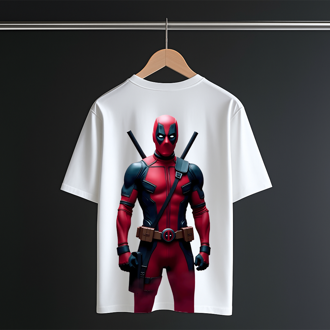 Deadpool Oversized White T-Shirt – Streetwear Graphic Tee for Men & Women