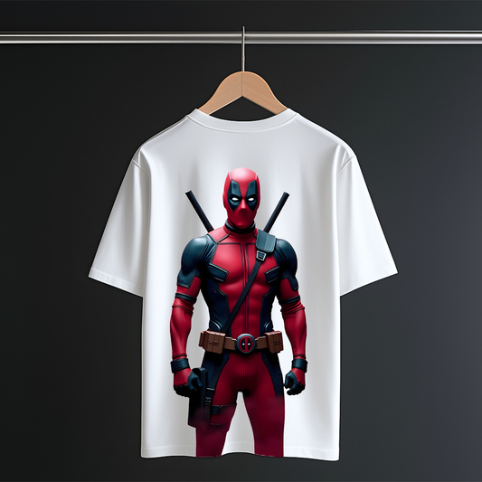 Deadpool Oversized White T-Shirt – Streetwear Graphic Tee for Men & Women