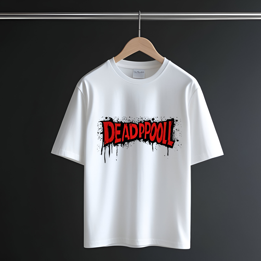 Deadpool Oversized White T-Shirt – Streetwear Graphic Tee for Men & Women